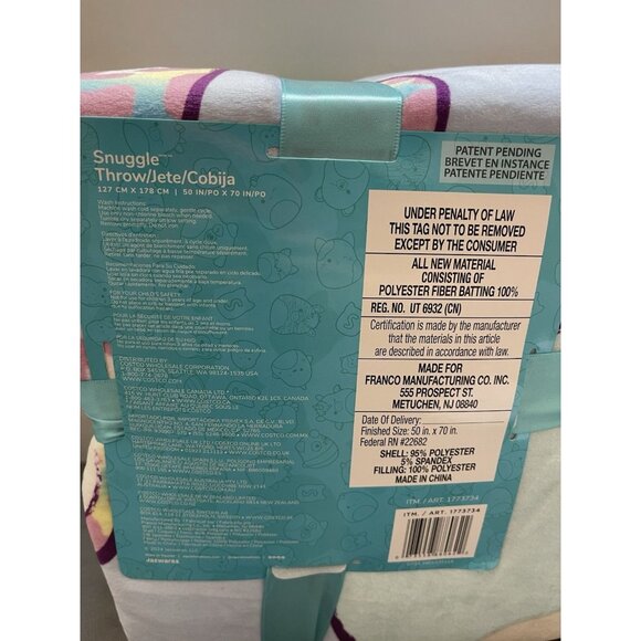 Original Squishmallow Soft Snuggle Throw Blanket, Assorted Designs 50”x70” NEW - Picture 3 of 5
